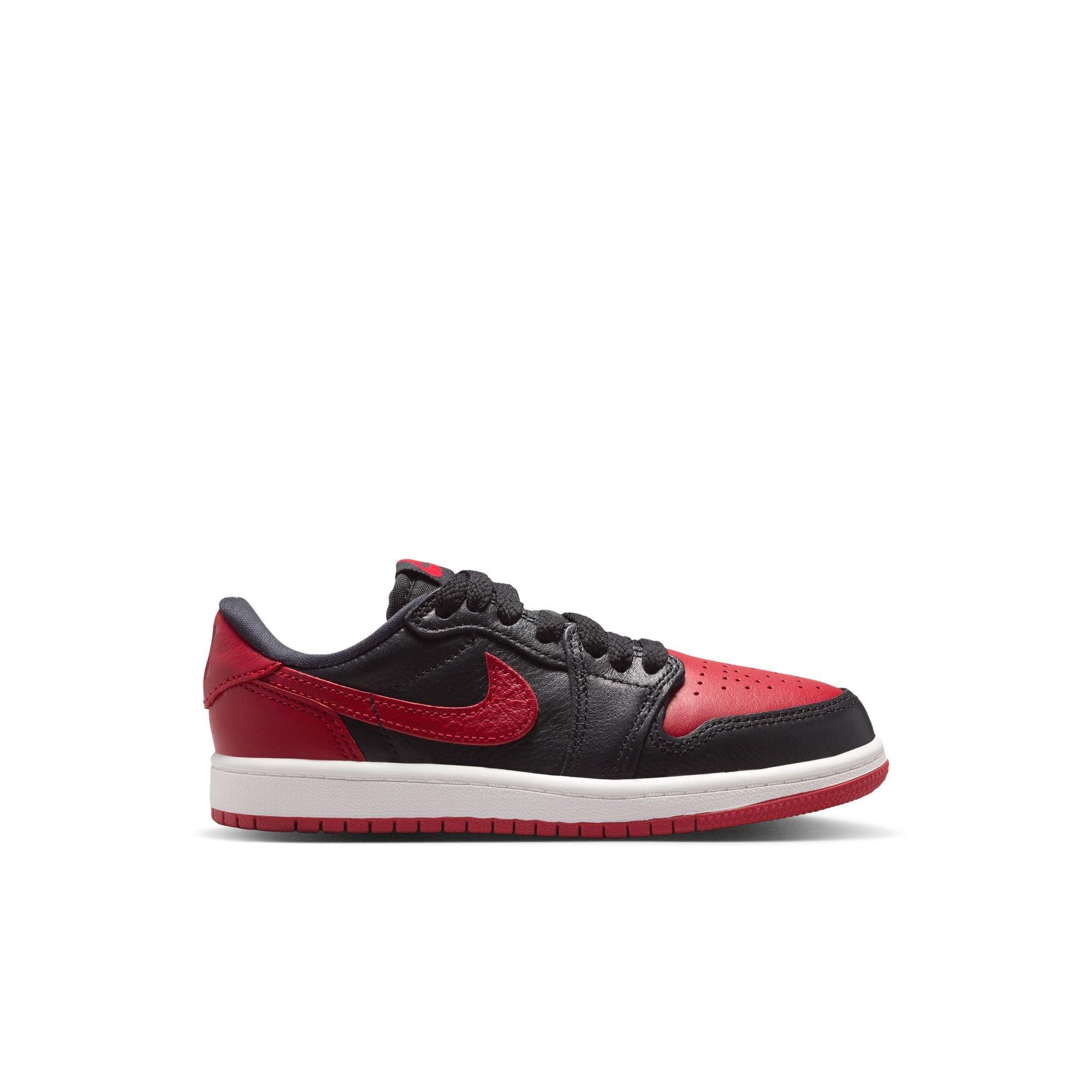 Jordan 1 Low OG "Banned" Preschool Kids' Shoe - BLACK/VARSITY RED/SUMMIT WHITE